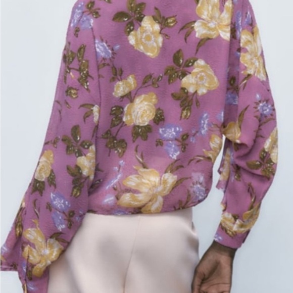 Zara Lavender and Yellow Floral Blouse - Picture 3 of 9